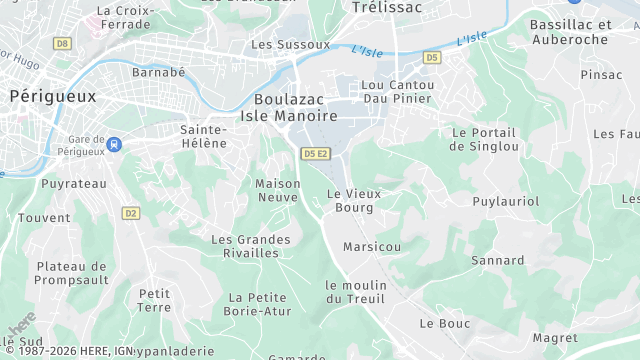 Carte de la zone d'intervention à Boulazac Isle Manoire