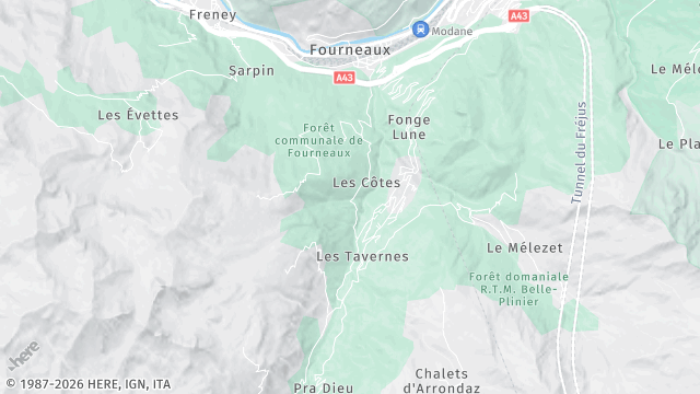 Carte de la zone d'intervention à Modane