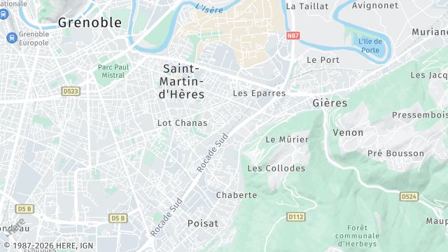 Carte de la zone d'intervention à Saint-Martin-d'Hères