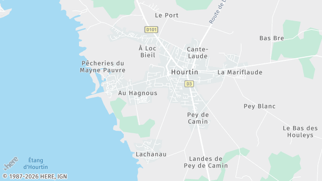 Carte de la zone d'intervention à Hourtin