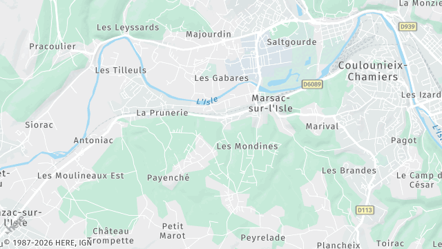 Carte de la zone d'intervention à Marsac-sur-l'Isle