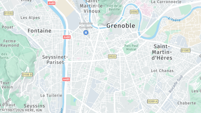 Carte de la zone d'intervention à Grenoble
