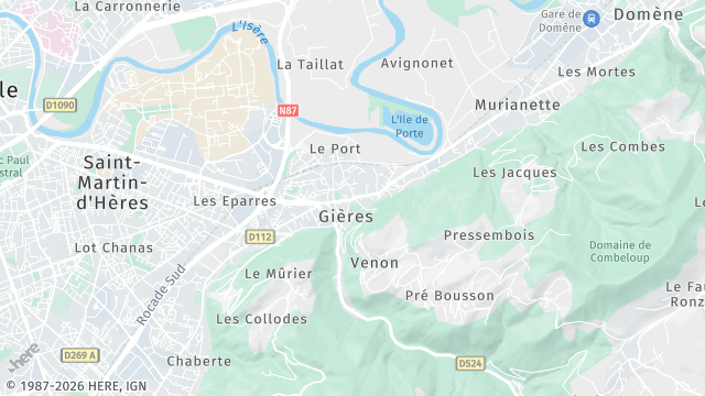 Carte de la zone d'intervention à Gières