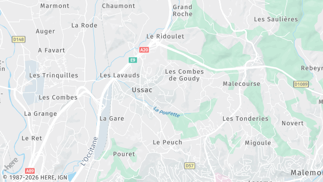 Carte de la zone d'intervention à Ussac