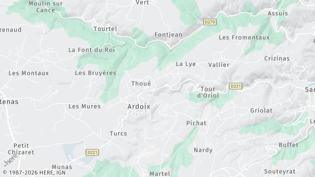 Carte de la zone d'intervention à Ardoix