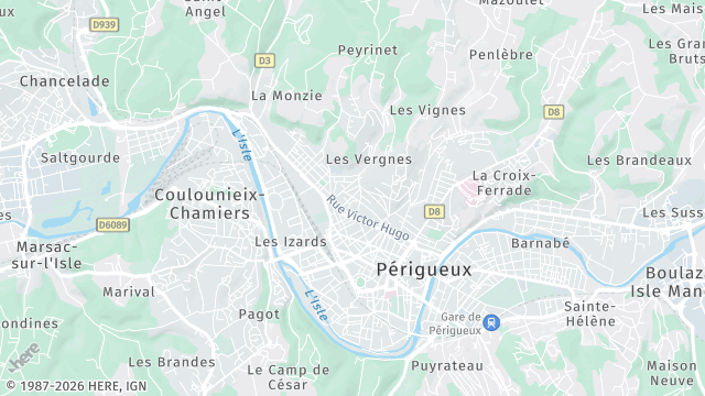Carte de la zone d'intervention à Périgueux