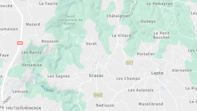 Carte de la zone d'intervention à Grazac