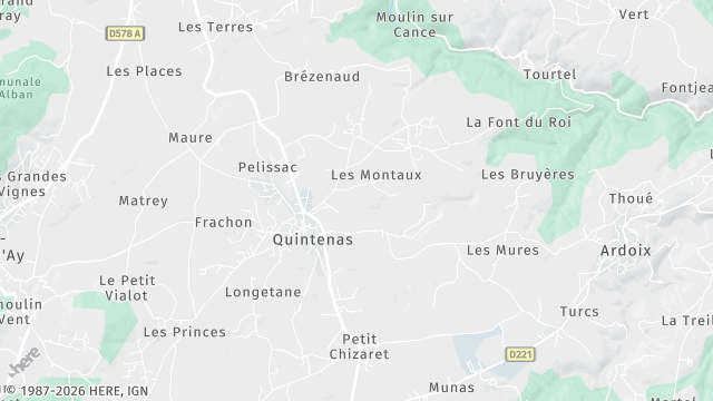 Carte de la zone d'intervention à Quintenas