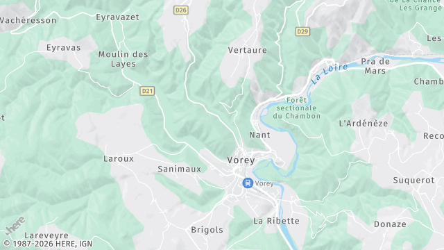Carte de la zone d'intervention à Vorey