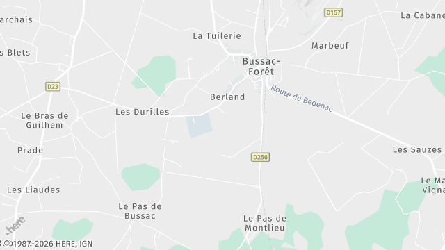 Carte de la zone d'intervention à Bussac-Forêt
