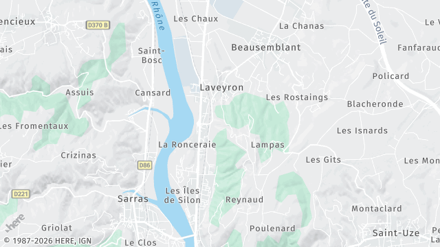 Carte de la zone d'intervention à Laveyron