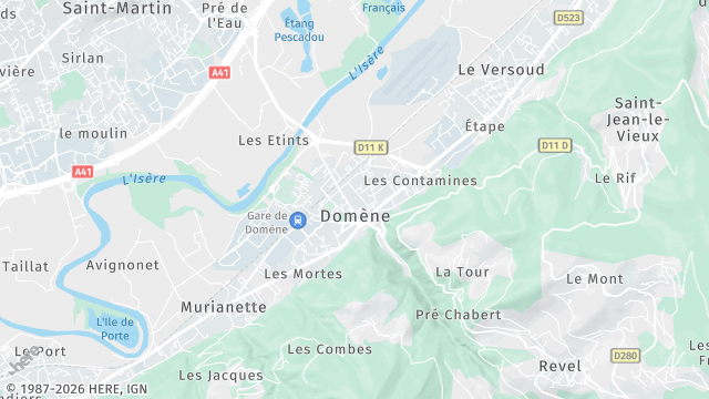 Carte de la zone d'intervention à Domène