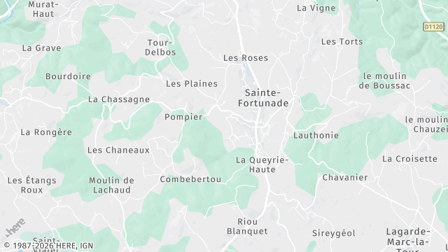 Carte de la zone d'intervention à Sainte-Fortunade