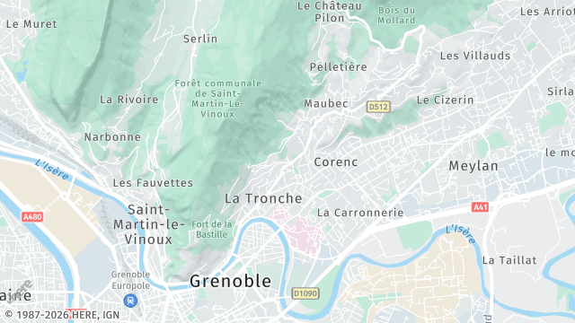 Carte de la zone d'intervention à La Tronche
