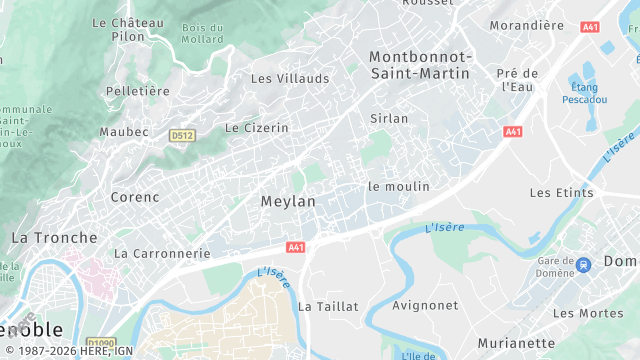 Carte de la zone d'intervention à Meylan