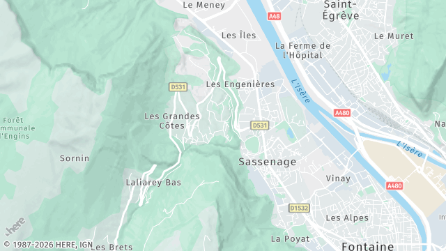 Carte de la zone d'intervention à Sassenage