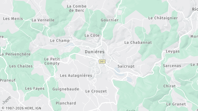 Carte de la zone d'intervention à Dunières