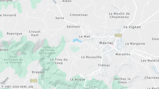 Carte de la zone d'intervention à Mauriac