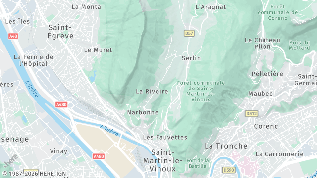 Carte de la zone d'intervention à Saint-Martin-le-Vinoux