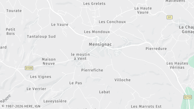 Carte de la zone d'intervention à Mensignac