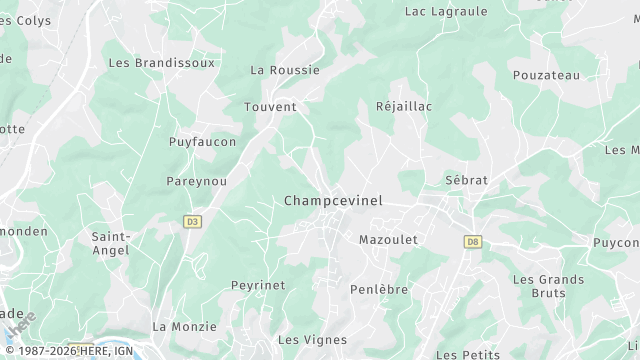 Carte de la zone d'intervention à Champcevinel