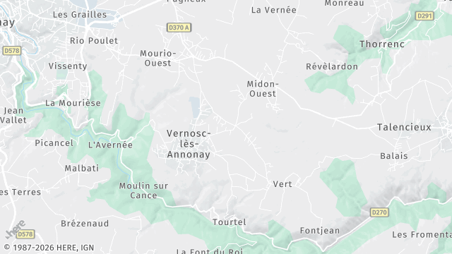 Carte de la zone d'intervention à Vernosc-lès-Annonay