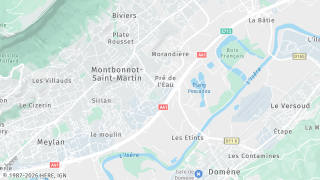 Carte de la zone d'intervention à Montbonnot-Saint-Martin