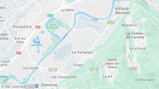 Carte de la zone d'intervention à Le Versoud