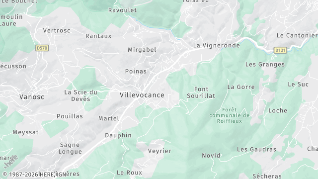 Carte de la zone d'intervention à Villevocance