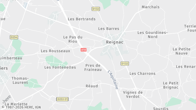 Carte de la zone d'intervention à Reignac