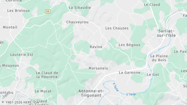 Carte de la zone d'intervention à Antonne-et-Trigonant