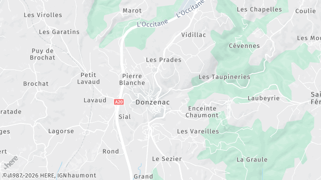 Carte de la zone d'intervention à Donzenac