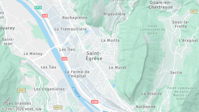 Carte de la zone d'intervention à Saint-Égrève