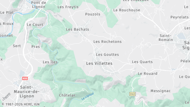 Carte de la zone d'intervention à Les Villettes
