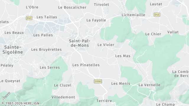 Carte de la zone d'intervention à Saint-Pal-de-Mons