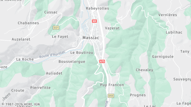 Carte de la zone d'intervention à Massiac