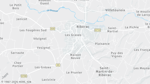 Carte de la zone d'intervention à Ribérac