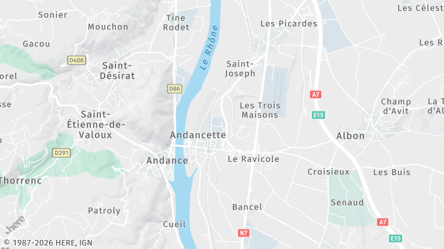 Carte de la zone d'intervention à Andancette