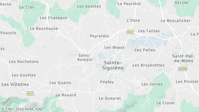 Carte de la zone d'intervention à Sainte-Sigolène