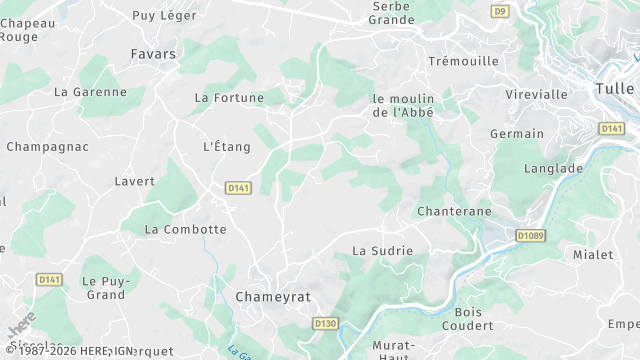 Carte de la zone d'intervention à Chameyrat