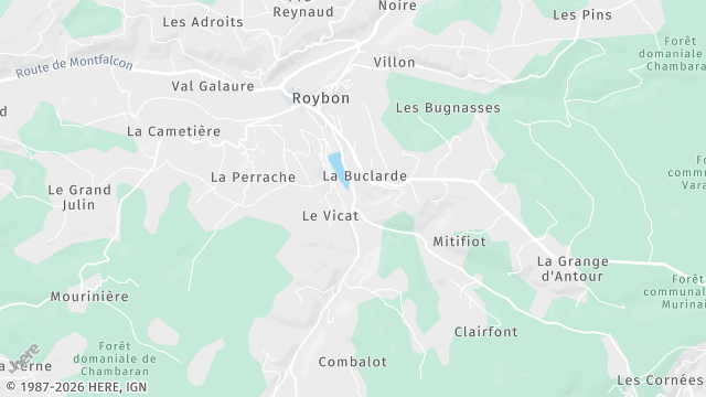 Carte de la zone d'intervention à Roybon