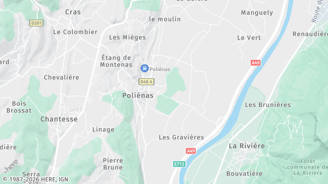 Carte de la zone d'intervention à Poliénas