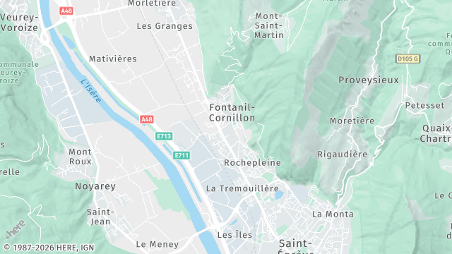 Carte de la zone d'intervention à Fontanil-Cornillon