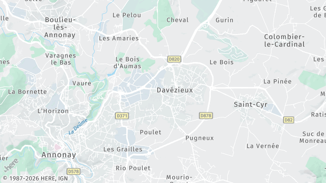 Carte de la zone d'intervention à Davézieux