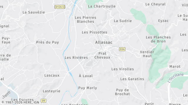 Carte de la zone d'intervention à Allassac