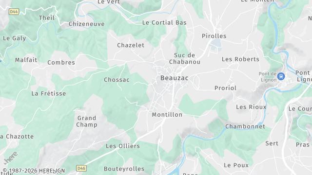 Carte de la zone d'intervention à Beauzac