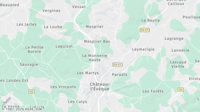 Carte de la zone d'intervention à Château-l'Évêque