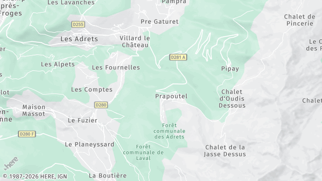 Carte de la zone d'intervention à Les Adrets
