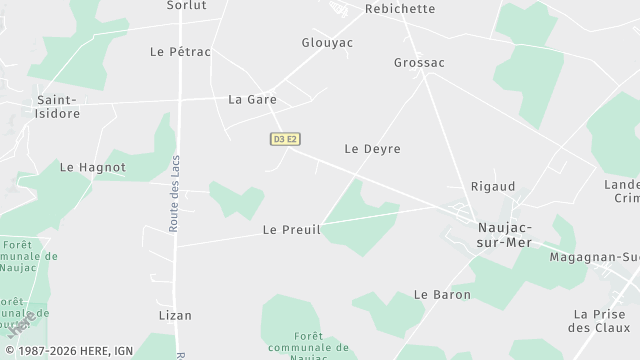 Carte de la zone d'intervention à Naujac-sur-Mer