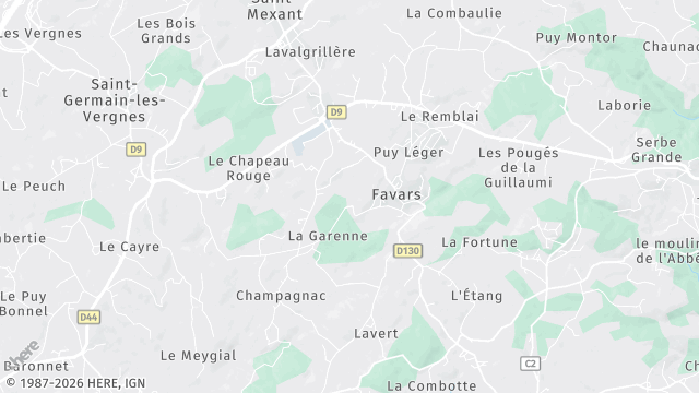 Carte de la zone d'intervention à Favars